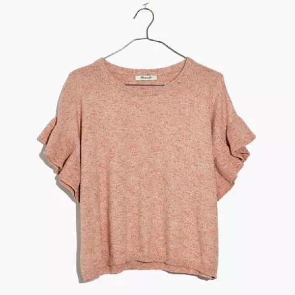 Madewell Sweaters - NO OFFERS MADEWELL orange ruffle-sleeve sweater tee S J4824